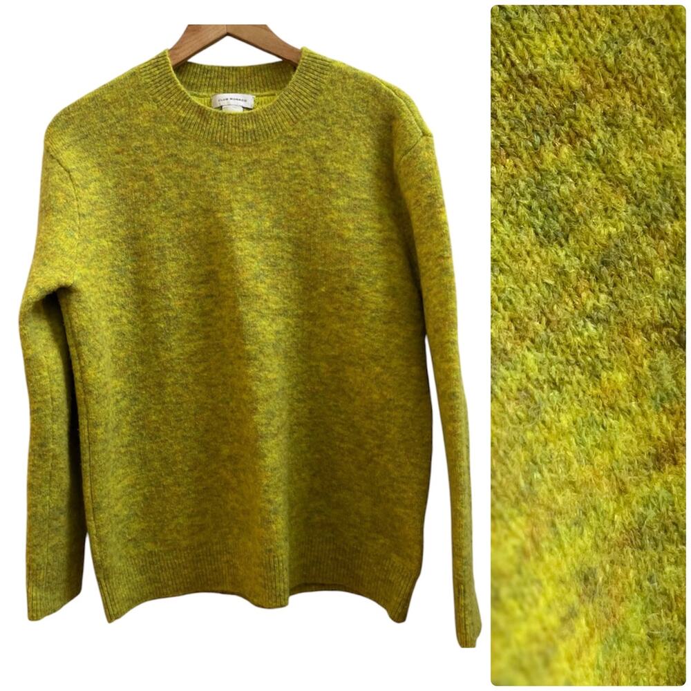 Club Monaco Delores Chartreuse Donegal Knit Wool Blend Crewneck Sweater Small